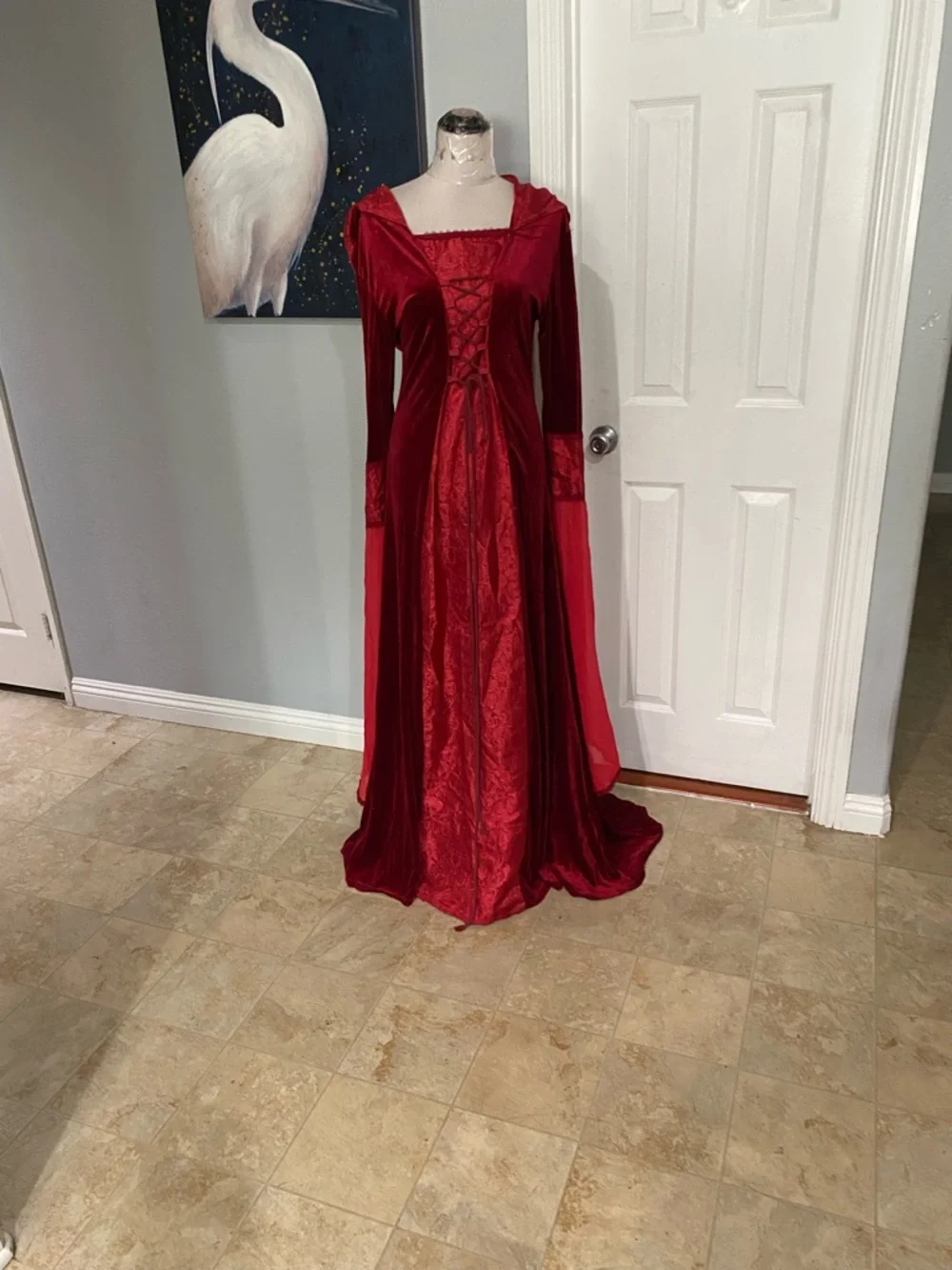 New Women XL Deluxe Witch Dress Costume, Vintage Embroidered Renaissance Gothic - Picture 8 of 13